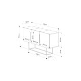 Buffet Moderno de 2 Puertas Color Gris Antique-Mocha-Blanco - 150x42x79.5 cm - Diseño Elegante para Comedor.