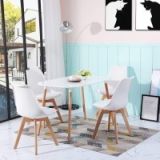Juego de Comedor Estilo Nórdico: Mesa 100 cm + 4 Sillas Blancas 48 cm x 54 cm x 84 cm – Ideal para Decorar tu Hogar o Café