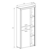 Mueble de Comedor, Mueble Salón, Acabado en Color Cañón, Medidas: 230 cm (Ancho) x 212 cm (Alto) x 41,4 cm (Fondo)