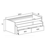 Cama Nido Juvenil Doble con Cajones de Almacenaje – Puccini Grafito, 198.4 cm Largo x 98 cm Ancho x 72 cm Alto