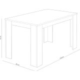 Mesa de Comedor, Mesa de Salón Fija, Color Roble - Grafito, Medidas: 140 cm (Largo) x 80 cm (Ancho) x 75 cm (Alto)