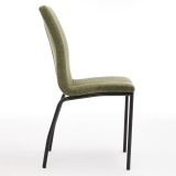 Juego de 4 Sillas con Estructura de Madera Tapizadas en Tela Verde Repelente al Agua y Patas Metálicas -Medidas 43x56x95 cm