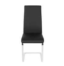 Pack de 4 Sillas Tapizadas en Símil Piel Negra con Pata de Tubo Ovalado en Acabado Cromo, Medidas 46x54x110 cm