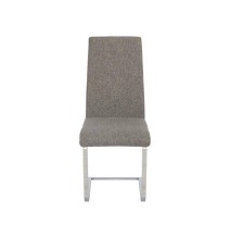 Pack de 4 Sillas Tapizadas en Símil Piel Gris Oscuro con Pata de Tubo Ovalado en Acabado Cromo,Medidas 46x54x110 cm