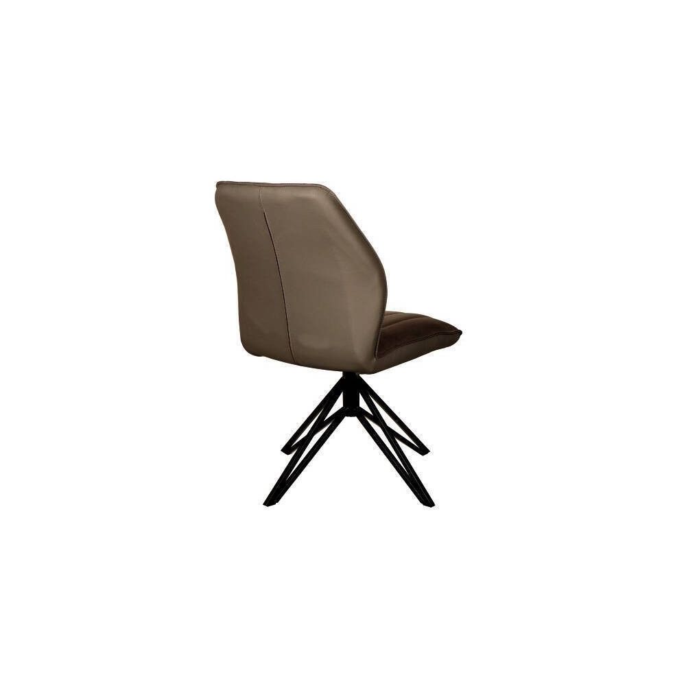 Pack de 2 Sillas con Respaldo y Asiento Tapizados en Tela Marron, Pata Metálica en Acabado Negro Mate, Medidas 62,5x52x93 cm