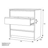 Cómoda Cajonera 4 cajones acabado en blanco. 74cm(alto) 70cm(ancho) 45cm(fondo)
