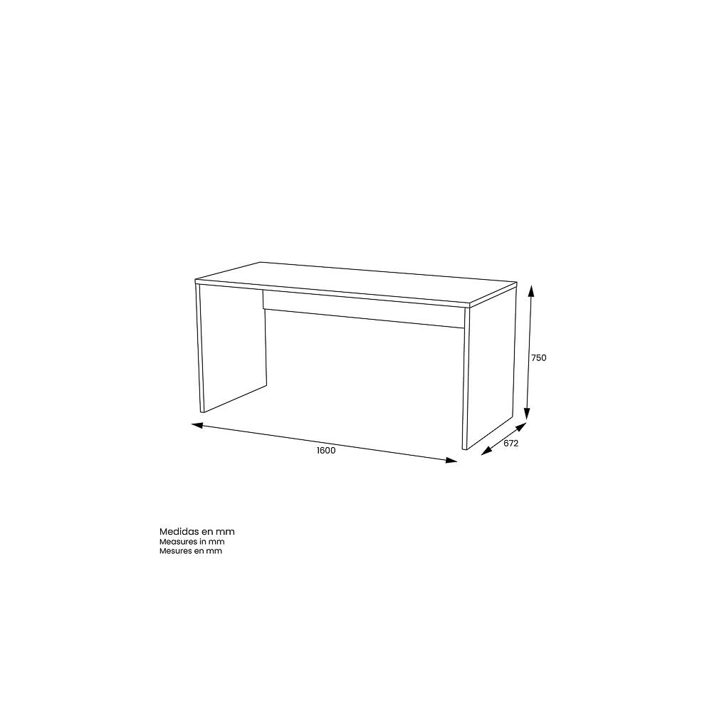 Mesa De Despacho Acabado Blanco 75 Cm(alto)160 Cm(ancho)68 Cm(fondo) , Color - Blanco
