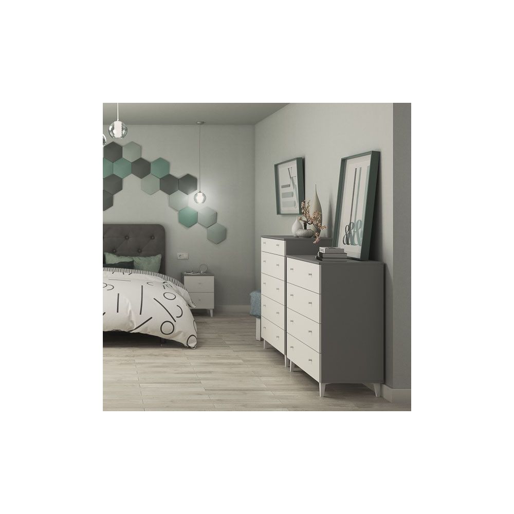 Cómoda con 3 Cajones, para Dormitorio, Acabado en Color Blanco, Medidas: 80 cm (Ancho) x 80 cm (Alto) x 48 cm (Fondo)