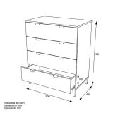 Cómoda con 4 Cajones, para Dormitorio, Acabado en Color Blanco, Medidas: 80 cm (Ancho) x 98 cm (Alto) x 48 cm (Fondo)