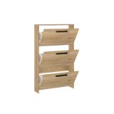 Zapatero con 3 Puertas, Mueble para Zapatos Estrecho en Color Mauvella, Medidas: 115 cm (Alto) x 68,5 cm (Ancho) x 17 cm (Fondo)