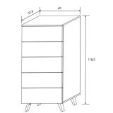 Cabezal + Dos Mesitas de Noche + Sinfonier, Mauvella - Rayas, Medidas: 210 cm (An) x 55 cm (Al) x 35 cm (Fon)