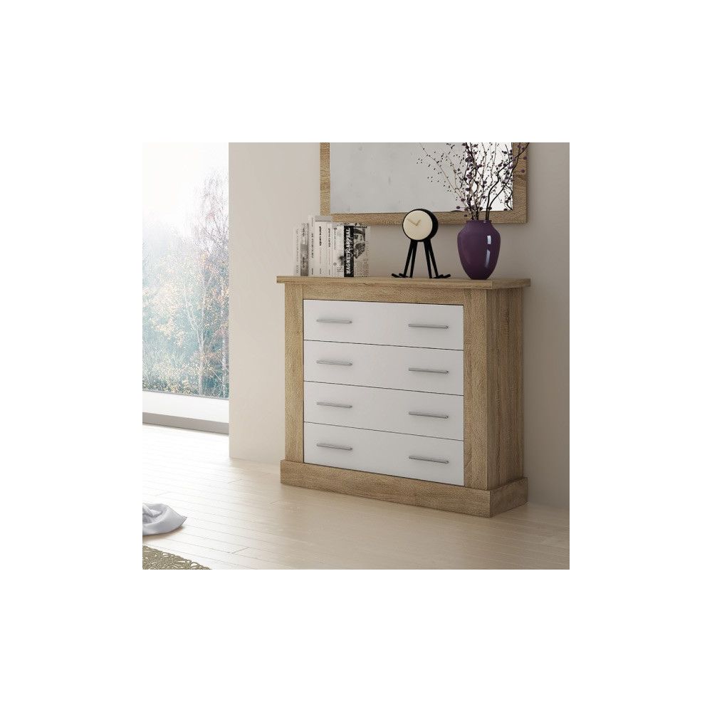 Pack de Dormitorio con Cabecero de 160 x 120 cm + 2 Mesitas de Noche + Cómoda | Color Cambria y Blanco